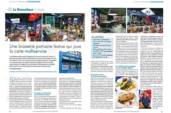 Article de presse présentant le restaurant Le Remorkeur lors de son ouverture