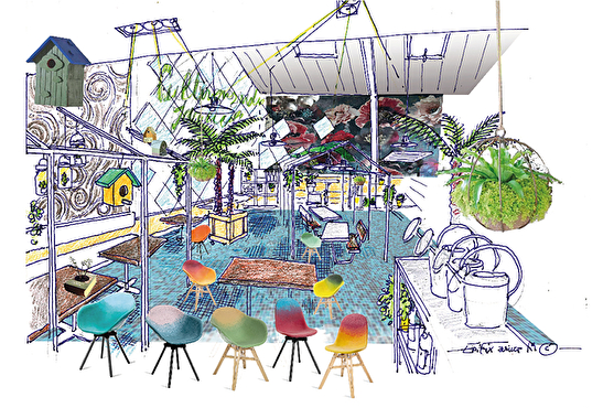 Dessin 3D du restaurant pou le projet de rénovation à Brest